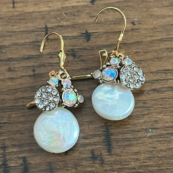 HANDMADE Gorgeous Freshwater Pearl and Crystal earrings!! - Picture 3 of 5